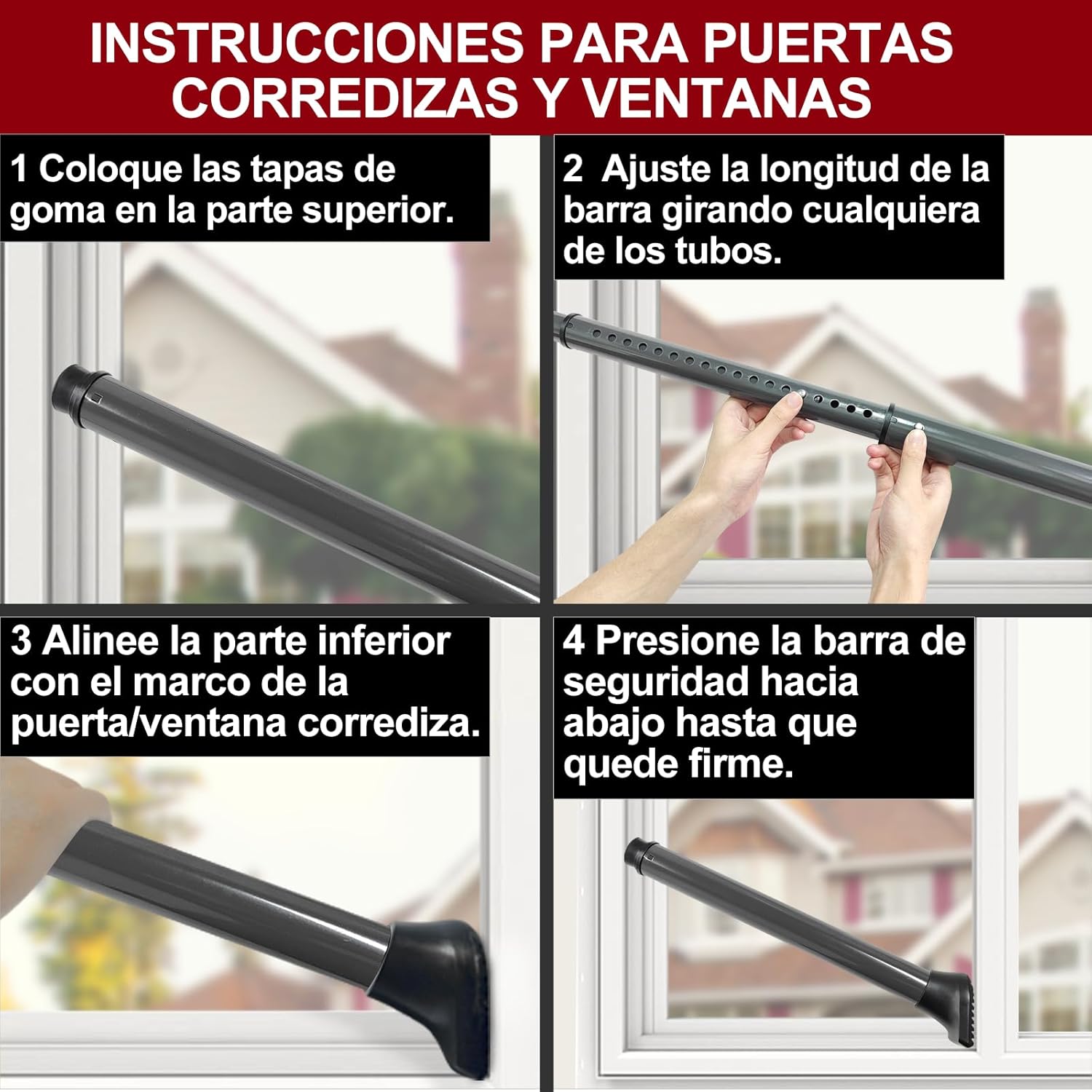 AceMining Upgraded Door Security Bar & Sliding Patio Bar, Heavy Duty Stoppers Adjustable Jammer for Home, Apartment, Travel (1 Pack,Grey) - Image 9