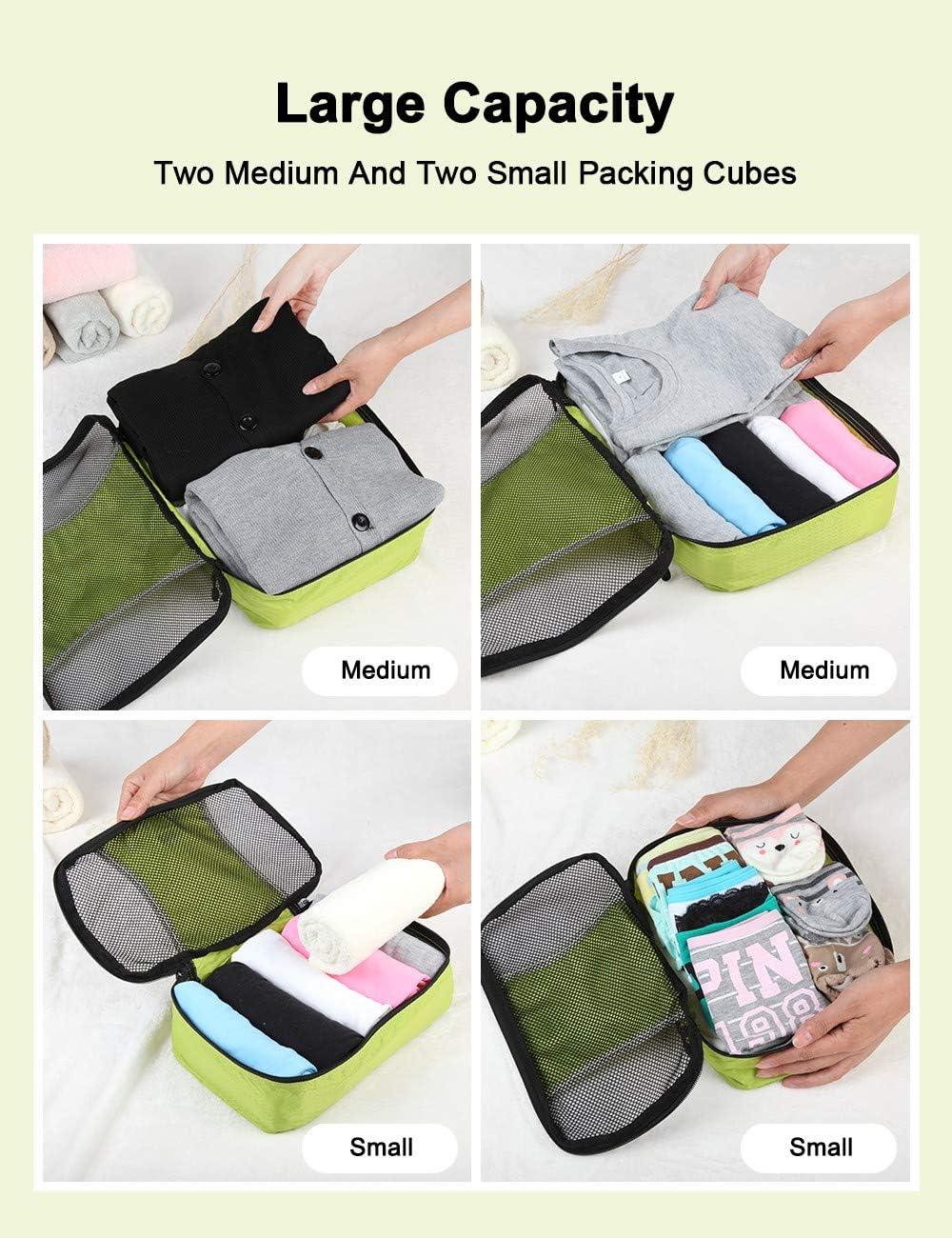 GOX Ultra Light 5 piece Packing Cubes Travel Luggage Organizer 1 Large 2 Medium 2 Small - Image 4