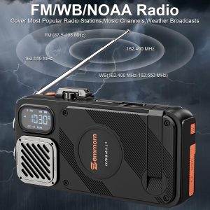 Emergency Radio&22000mAh Solar Power Bank, FM NOAA Weather Radio, Portable Hand Crank Bluetooth Radio, 20W Fast Charge Wireless Phone Charger, SOS Flashlight for Emergency/Home