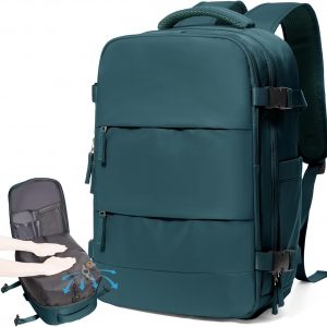 Vacuum Travel Backpack for Women Men Carry on Backpack Luggage Flight Approved Personal item Travel Bag Essentials With Wet and Dry Separation Bag Peacock Blue