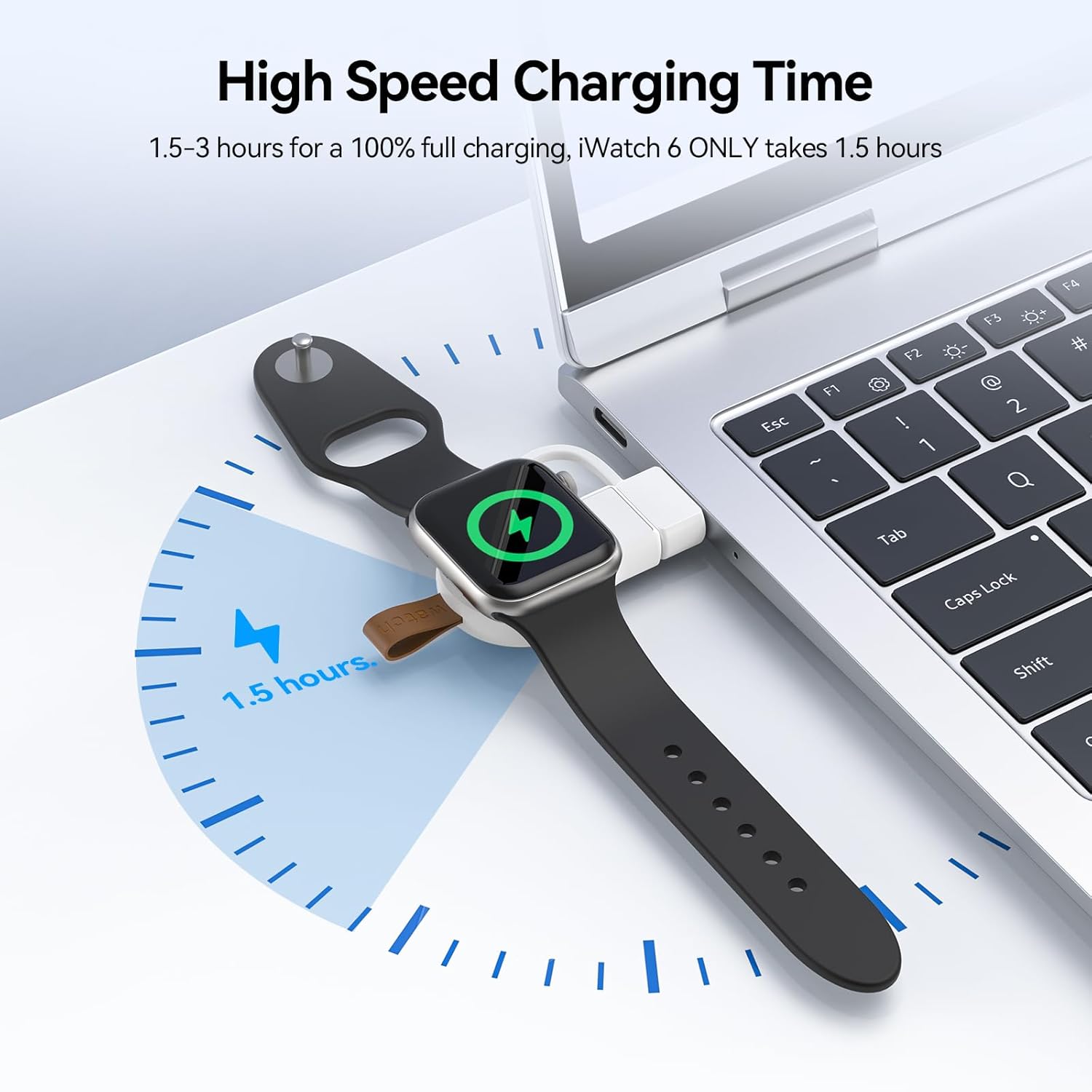 NEWDERY Charger for Apple Watch Magnetic USB C&USB A Portable Wireless iWatch Charger for Apple Watch Ultra 2/1 Series 10 9 8 7 6 5 4 3 2 1 SE, White - Image 4