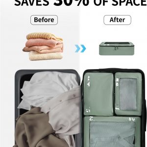 ECOHUB 7 Set Packing Cubes Tear-Resistant Luggage Packing Organizers with Number Icon for Travel Accessories Luggage Suitcase Machine Washable Packing Cubes (Green)