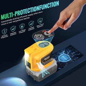 Portable Power Inverter Compatible with DeWALT 20V,Ecarke Real 200W Outdoor Generators with 2 USB&Type-C&AC,DC 20V to AC 110V Portable Power Station, Charger Adapter Battery Powered Outlet(no battery)