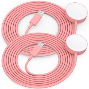 2Pack USB C for Watch Charger Magnetic Charger Wireless Portable Compatible with Watch Ultra2 Ultra Series 10/9/8/7/6/SE/SE2/5/4/3/2/1-[1m/Pink]