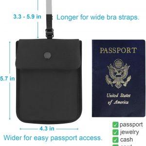 RFID-Blocking Travel Bra Wallet, Hidden Money Pouch with Adjustable Elastic Strap, Ideal Secret Pocket Protect Your Passport Credit Cards Valuables