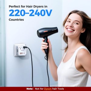 DOACE 2000W Voltage Converter US to Europe – 220V to 110V Converter for European Travel, Power Converter Adapter Combo with 2 PD/QC & UK/AU/US/IT/European Travel Plug Adapters for Hair Dryer Phone