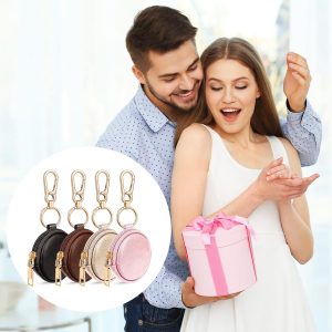 Portable Gym Jewelry Ring Bag, Mini Ring Box with Keychain, Small Travel Earring Stud Necklace Storage Case, Portable Jewelry Ring Keeper for Women Man and Girls