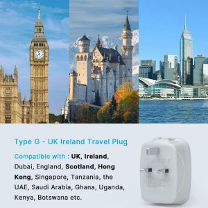 US to UK Ireland Travel Plug Adapter 2 Pack, VINTAR Type G Plug Adapter with 2 Outlets 4 USB Ports(1 USB-C), UK Power Adaptor for USA to England Scotland Dubai Hong Kong British Kenya London