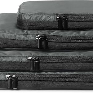 Amazon Essentials Ultralight Compression Packing Cubes Packing Organizer Grey check 4 pack Grey