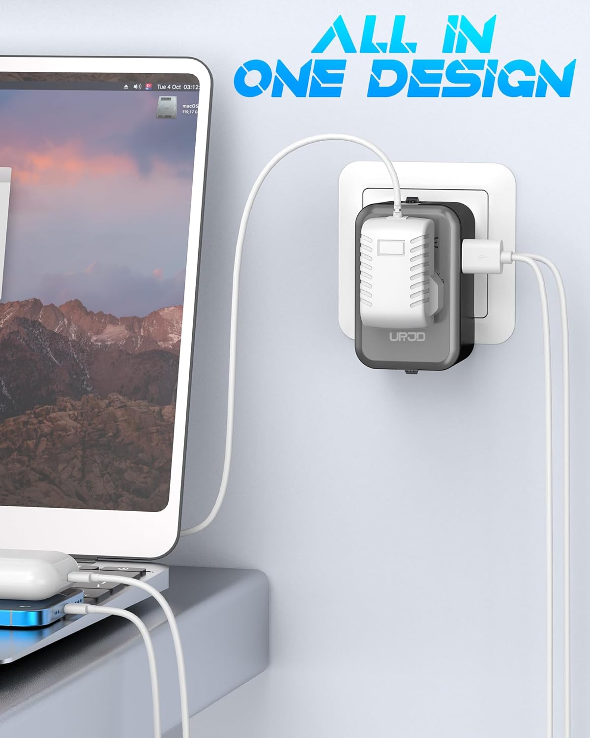 Universal Travel Adapter with 2 USB A/C Ports & 2500W AC Outlet, International Plug Adapter Converter, Type C/A/G/I All in One Wall Charger Worldwide Travel Adaptor for US to EU UK AUS Asia - Image 3