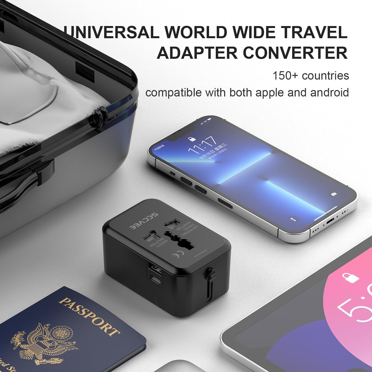 Universal Travel Adapter with USB C, International Power Plug Adapter All in One Worldwide Travel Adapter Power Converters Wall Charger AC Power Plug Adapter USB Type C Charger for USA EU UK AUS - Image 7