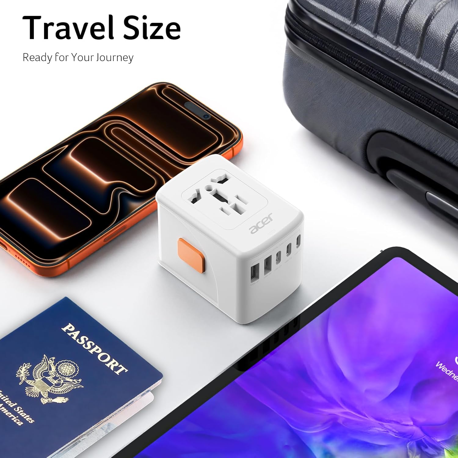 Acer Universal Travel Plug Adapter - International Power Adapter with 5 USB Ports (3 USB C) 5.8A, Worldwide Outlet Charger for USA to European UK France Germany Spain, Type C/E/F/G/I/L/A, White - Image 5