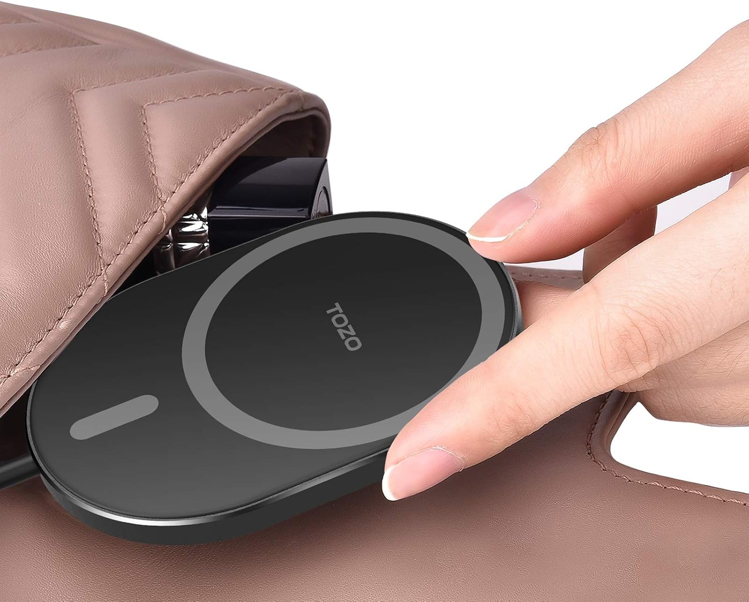 TOZO Ultra-Thin Portable Wireless Charger 15W Max Fast Wireless Charging Pad Compatible with iPhone 17/16 Plus/16 Pro Max /15/14/13/SE, Samsung Galaxy S24/S23/S22 Series (No AC Adapter), Dark Gray - Image 6
