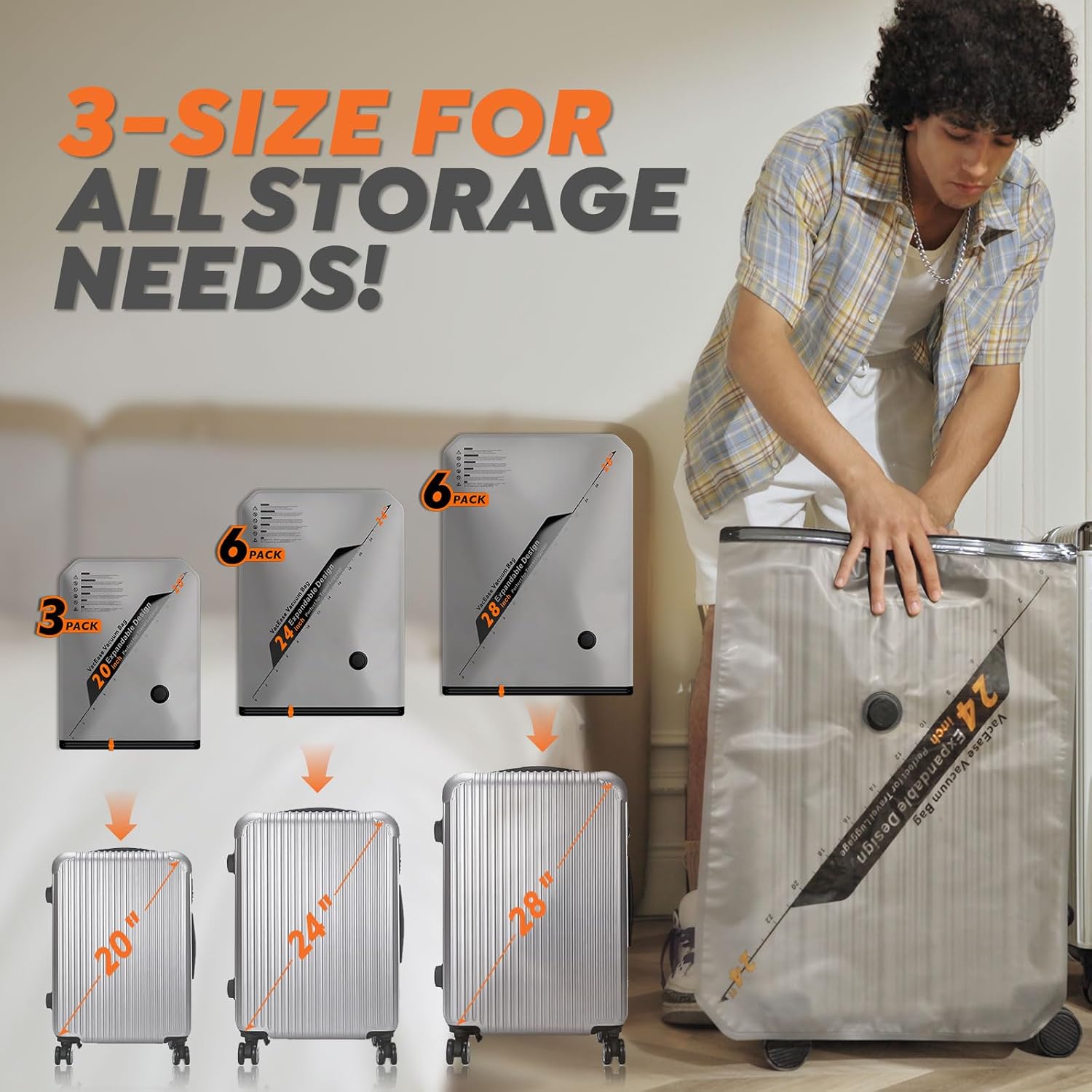 Rechargeable Wireless Pump Travel Storage Bags Set - 15 Pack Portable Space Saver Bags for Travel & Home - Vacuum Compression Packing Seal for Clothes, Blankets, Seasonal Storage - Image 6