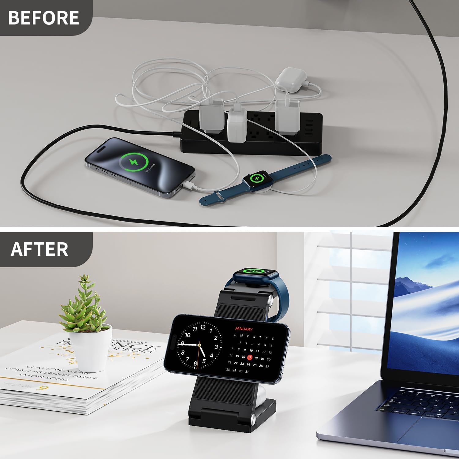 RYND 2026 Traveling Wireless Mag-Safe Fast Charging Station,Magnetic 3 in 1 Charger with Light for iPhone 16 15 14 13 12 Pro Max Plus,Apple Watch Series & Air pods 4 3 2 Pro-Gifts for Wife & Husband - Image 6