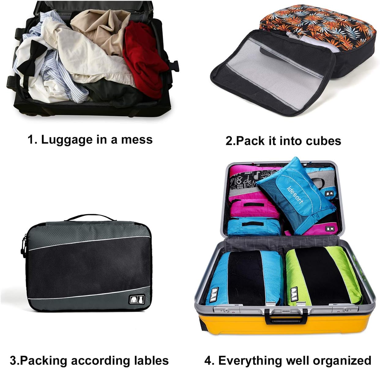 Packing Cubes Luggage Bags Organizer Durable Travel Accessories With Clothing Label - Image 5