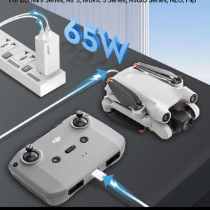 LKTOP 65W Super Fast Battery Charger USB-C/A Portable Charging for DJI/Specta Air 3/Mavic 3/Avata/Flip/Mini/Neo Series Drone, Charging Hub, Controller, Osmo Pocket 3/2, Action 6/5 Pro/4/3, Goggles 2