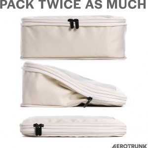 Aerotrunk Compression Packing Cubes for Travel – Luggage Organizer Bags – Double Zipper Packing Cubes for Suitcases (6-Pack, Beige)