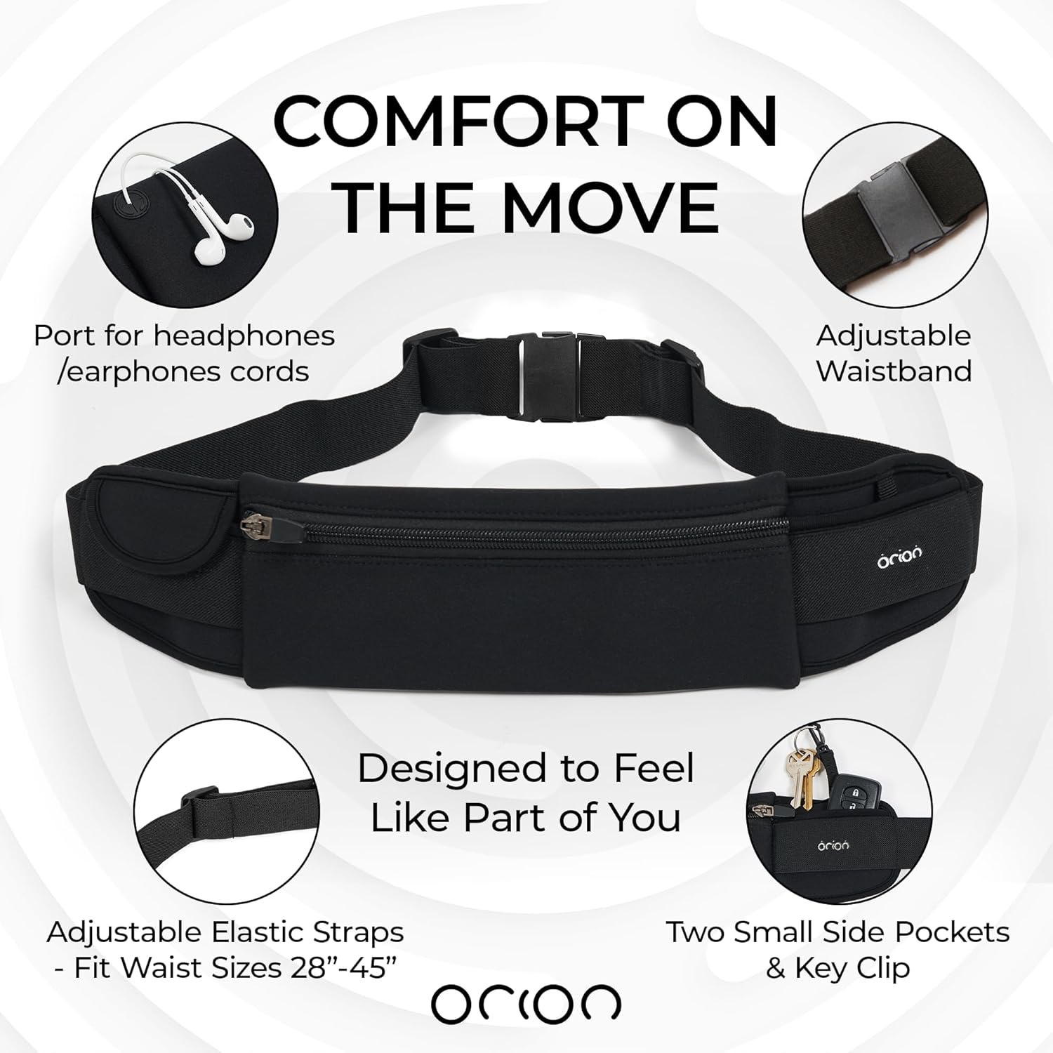 The Belt of Orion Running Belt & Slim Fanny Pack for Men & Women Anti-theft Passport Holder & Money Belt For Travel - Comfortable Phone Holder For Running, Hiking, & at the GYM - Travel 9"x4" - Image 3