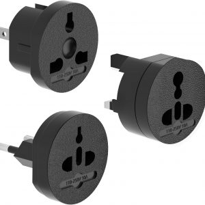 EFISH 3-in-1 Travel Power Converters,International Plug Adapter,Worldwide Universal Power Adapter, All in One Travel Plug Adapter,Perfect for European US, EU, UK, AU 160 Countries,Black
