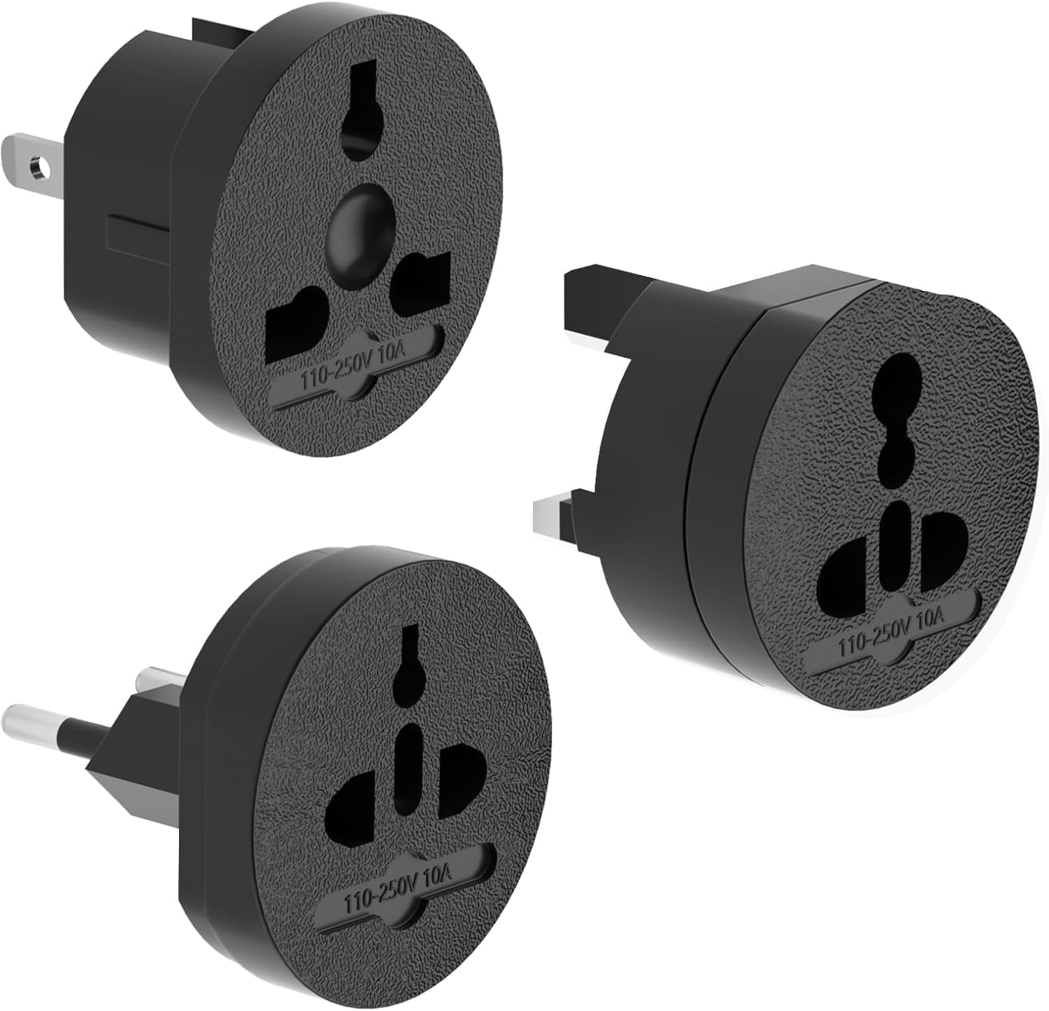 EFISH 3-in-1 Travel Power Converters,International Plug Adapter,Worldwide Universal Power Adapter, All in One Travel Plug Adapter,Perfect for European US, EU, UK, AU 160 Countries,Black - Image 2