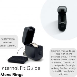 Ultra Slim Ring Case with Keychain – Portable Gym Jewelry Box, Compact Travel Ring Holder, Small Black Jewelry Organizer for Women and Men(1.4 x 1.4 x 0.7 in)