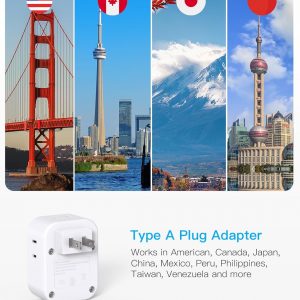 2 Pack US to Japan Travel Plug Adapter, HANYCONY Japan Power Adpter with 4 Outlets 4 USB Ports(2 USB C), Type A Plug Adapter for Amercian USA to Japanese China Canada Mexico Philippines Peru