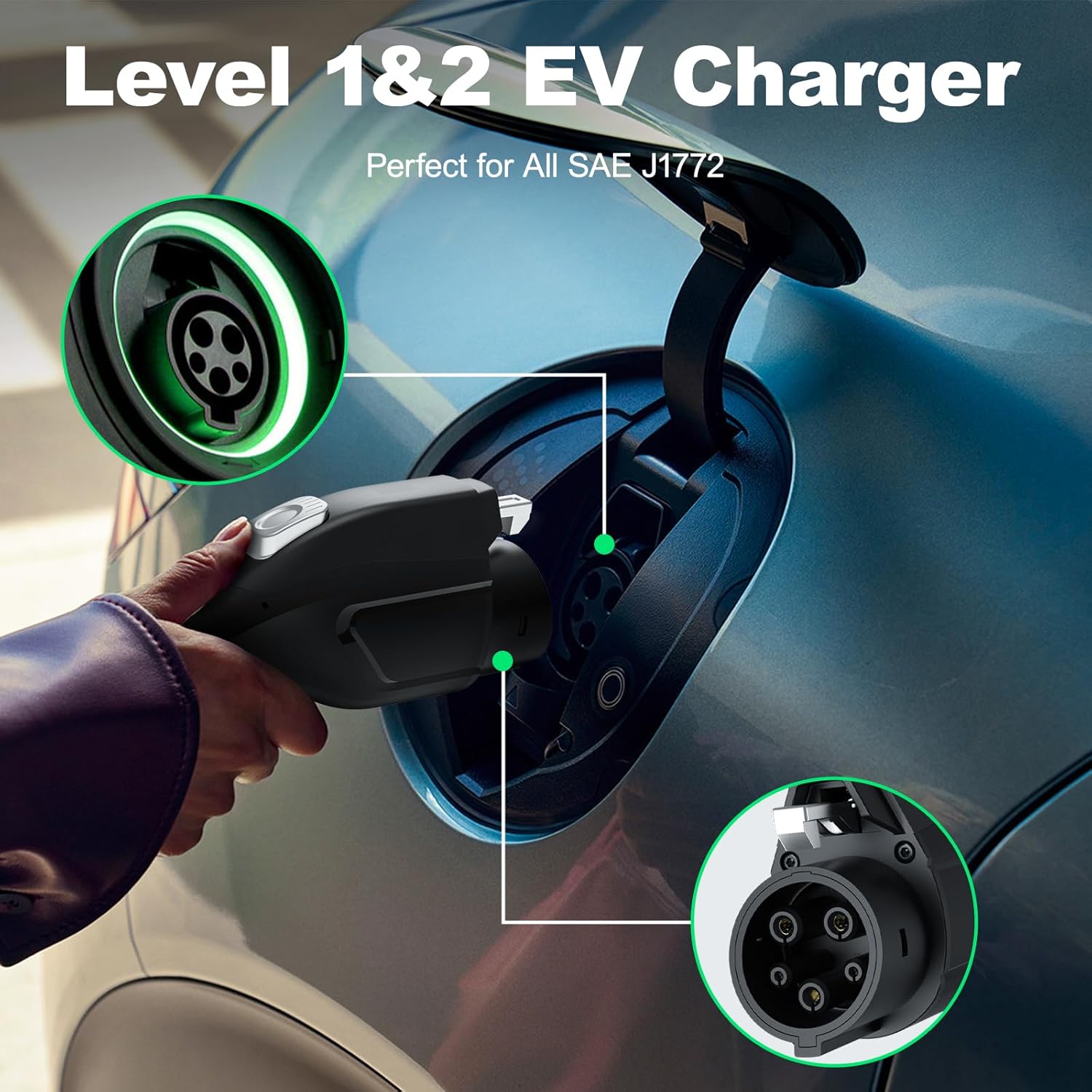 Level 1&2 EV Charger, Electric Vehicle Portable Charger with 20FT Cable, 3.5KW 16Amp Home EV Car Charging Station, 110V-240V NEMA 6-20 & NEMA 5-15 Plug Adapter, for All SAE J1772 - Image 4