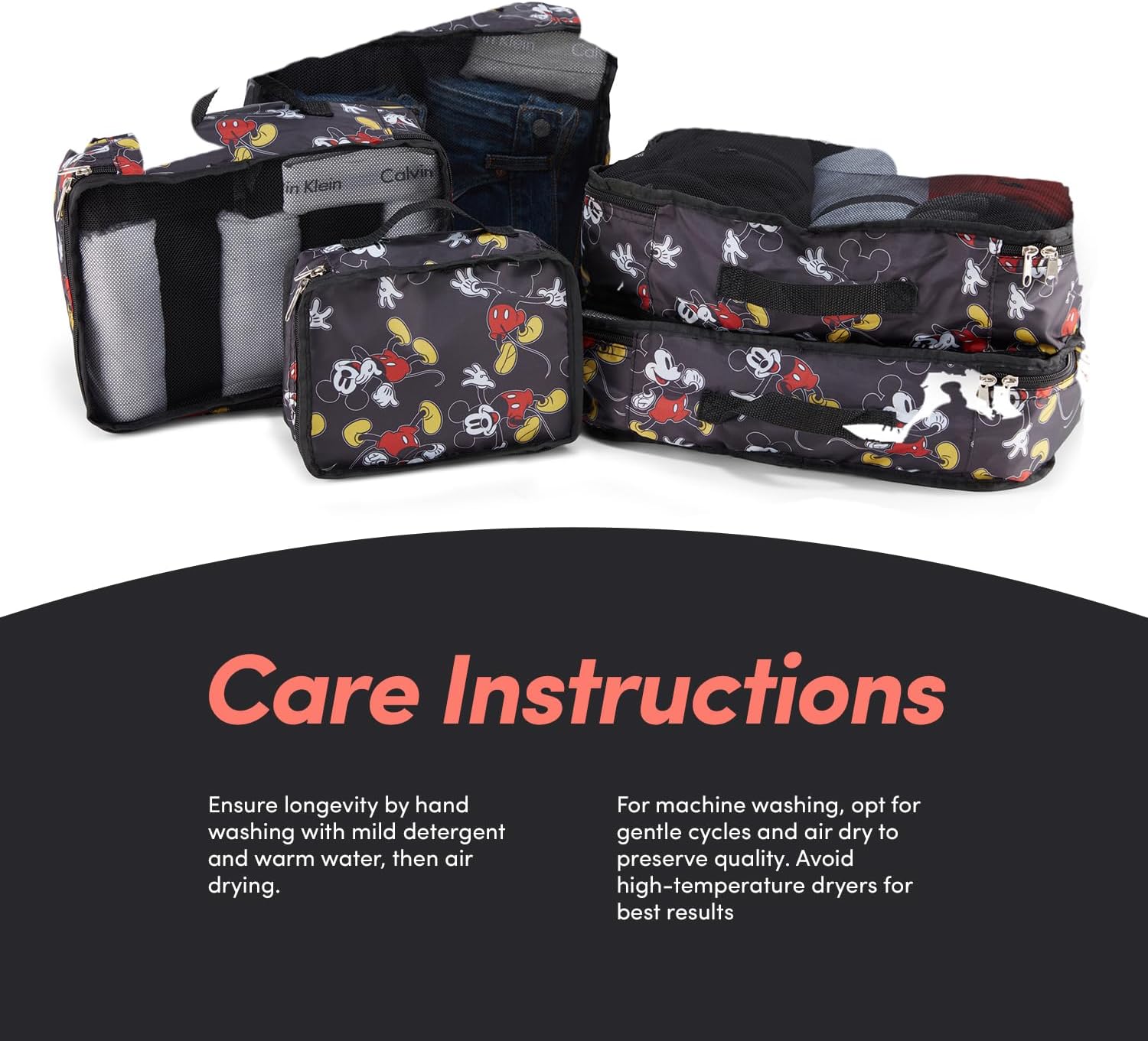 Disney Minnie Mickey Stitch Packing Cubes - Winnie the Pooh, Princess Cinderella, Cars, Toy Story 5 Piece Packing Cubes Compression - Travel Essential - Luggage Suitcase Organizer Set - Image 7