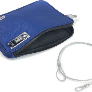 Vaultz Locking Pool Pouch – Water-Resistant Combination Locking Pouch w/Tether for Cash, Pool, Beach, Bank, or Travel – 7.5 x 9 Inches, Medium, Blue