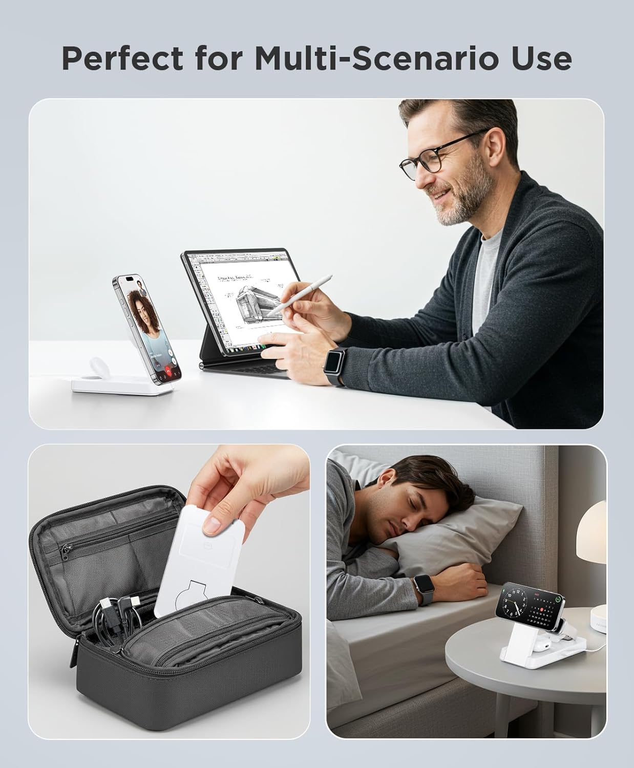 3 in 1 Magnetic Wireless for iPhone Charging Station: Foldable Portable Charger for iPhone 17-12 Pro Max & Apple Watch & AirPods, for Apple Multiple Devices Charger for Home,Office&Travel - Image 6