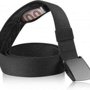 Money Belt- Travel Security Money Belt with Secret Compartment, Anti-Theft Nylon Hidden Money Pouch with Zinc Alloy Buckle for Dad Boyfriend Men, Business Travel Daily