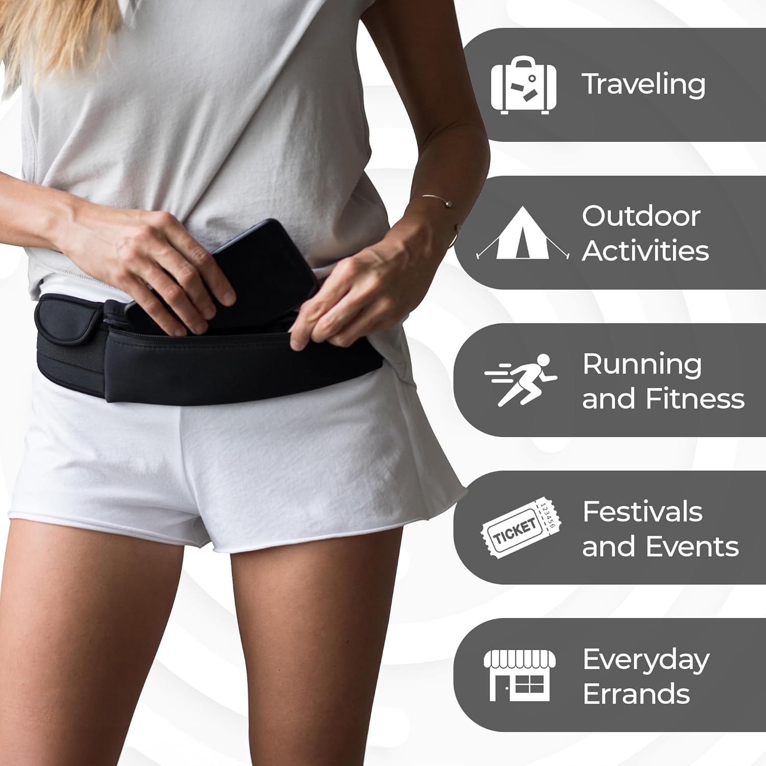 The Belt of Orion Running Belt & Slim Fanny Pack for Men & Women Anti-theft Passport Holder & Money Belt For Travel - Comfortable Phone Holder For Running, Hiking, & at the GYM - Travel 9"x4" - Image 6