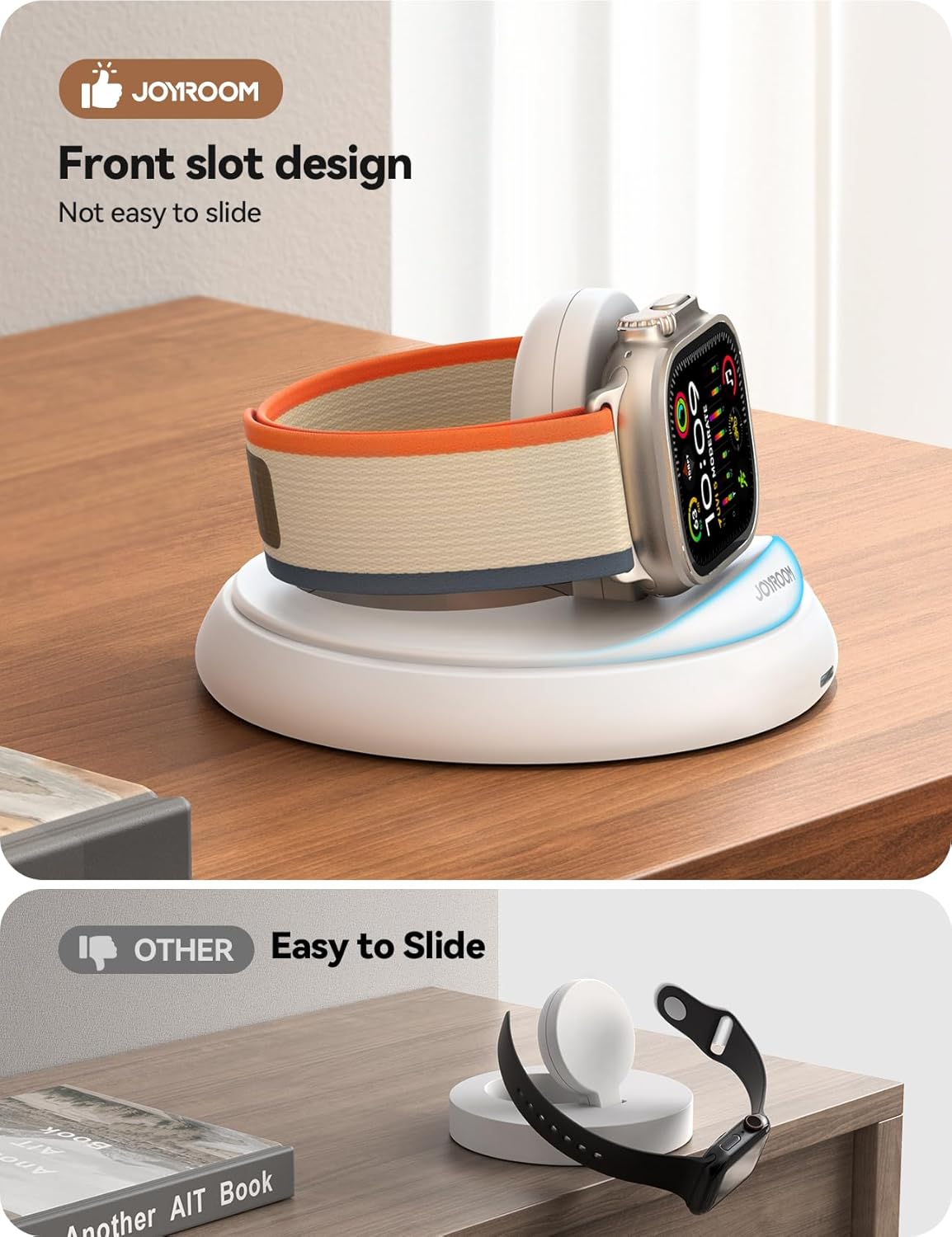 JOYROOM Apple Watch Charger Stand, Portable Magnetic iWatch Charger with Cord, Foldable Fast Charger for Apple Watch Series 10/9/8/7/6/5/SE/Ultra 2, Nightstand Mode Support, White - Image 6