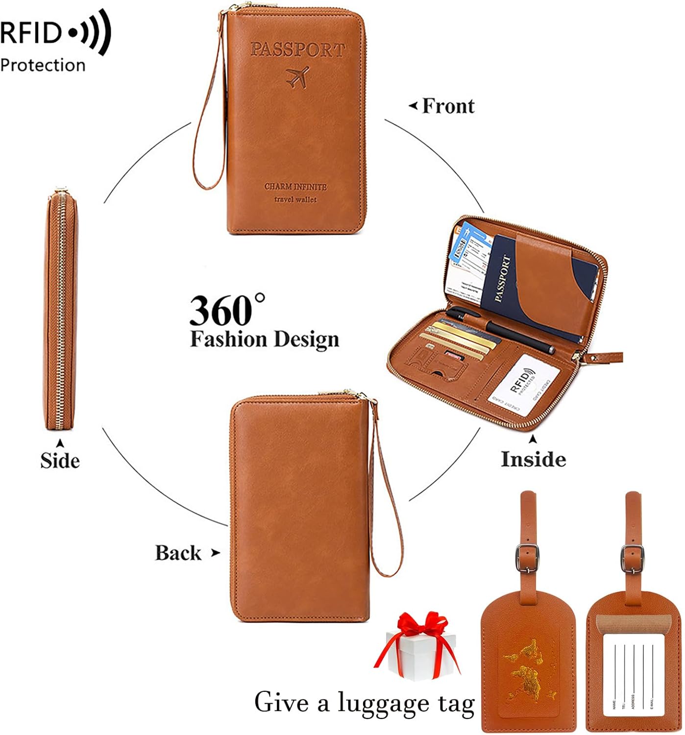 Multi-Functional RFID Passport Wallet Set, Blocking Passport Holder Travel Wallet, Holds Phones, Anti-Theft Protective Case with Multiple Card Pockets for Secure Travel Essentials (Blue) - Image 4