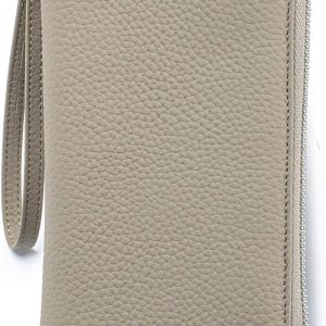 Leather Travel Wallet, RFID passport wallet for travel, with Zippered Pocket and Cash Slot, for Secure Traveling and Documentation Organizer (Eephant Grey)