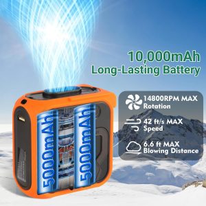 Portable Waist Fan with 5 Speeds & LED Flashlight & 10000mAh Power Bank for Smart Phone Birthday Gift Personal Waist Belt Wearable Cooling Fans for Outdoor Camping Travel Adventure