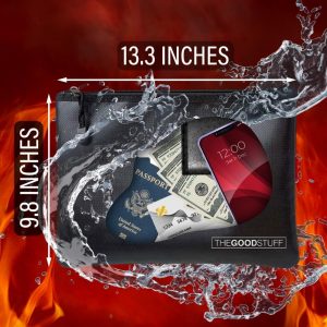Fireproof Money Bag for Cash (10″ x 13″) – Waterproof Document Holder with Zipper, Protects Important Papers, Passports & Valuables from Fire & Water – Secure Storage for Home, Office & Travel