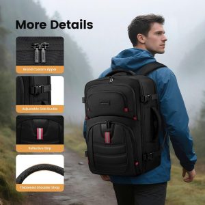 LOVEVOOK 50L Travel Backpack for Men, Airline Approved Carry On Luggage with 3 Packing Cubes, TSA Overnight Bags, Waterproof Personal Item Bag, Weekender Essentials Backpacks fits 18″ Laptop