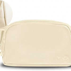 Anti-Theft Fanny Pack for Women & Men, Lightweight Secure Crossbody Waist Bag with Anti-Slip Adjustable Strap for Travel, Hiking, Running, Water-Resistant Belt Bag, Everyday Essentials Organizer Beige