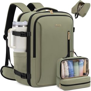 LOVEVOOK Travel Backpack For Women & Men with Waist Strap,40L Waterproof Carry On Backpack Luggage Travel Essentials Flight Approved,TSA Personal ltem Travel Bag Weekender Daypack with 3 Packing Cubes