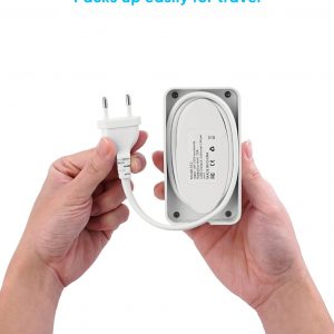 European Travel Plug Adapter, EU/UK/US Travel Plug Adapter Power Strip, 6 AC Outlets, 4 USB Ports (2 USB C), 3ft Wrapped Around Extension Cord, Universal Travel Adapter