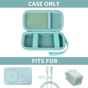 casmilee Case for Anker Magnetic Battery 10,000mAh Foldable Wireless Portable Charger, 633/622/621/321 5,000mAh Power Bank (MagGo) Holder, Storage for Baseus Power Delivery -Case Only (Green, Medium)