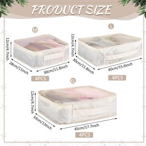 Silkfly 12 Pcs Packing Cubes for Suitcase Travel Luggage Bags Bulk Mesh Organizer Set for Hiking Camping Backpacking Clothes Accessories(Light Khaki, XL, L, M Size)