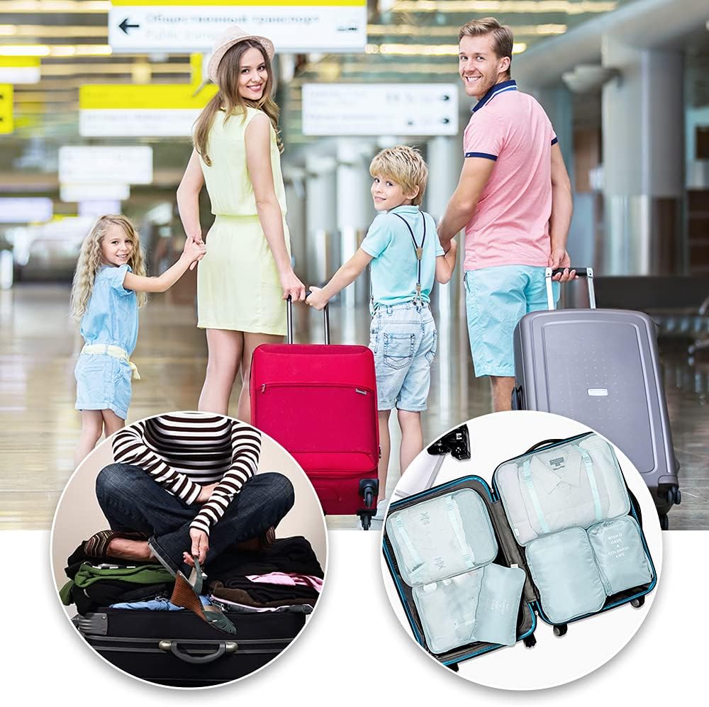 Travel Packing Cubes, VAGREEZ Lightweight Luggage Organizers Bags Set for Carry on Suitcase(6 Pcs Light Blue) - Image 6