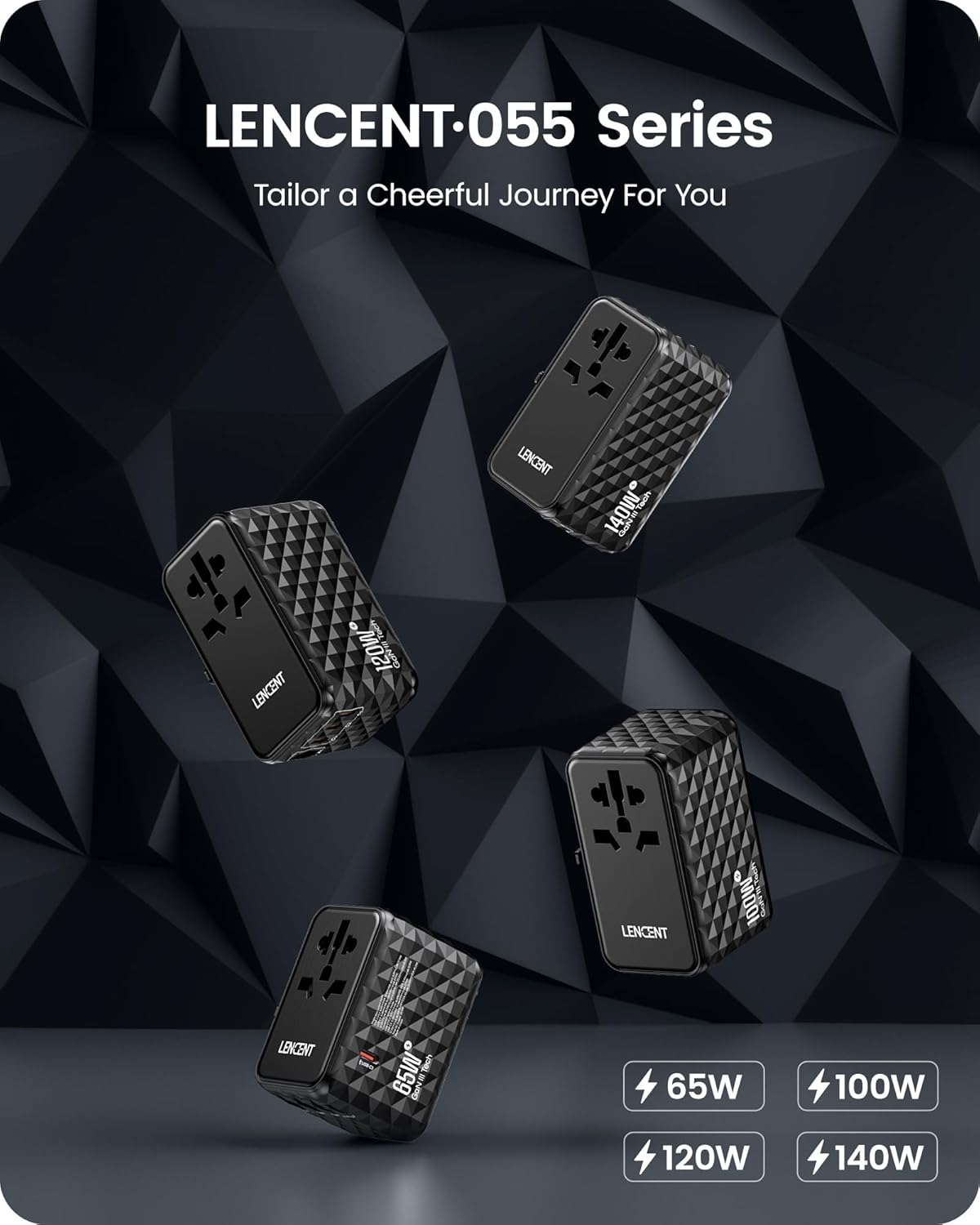 LENCENT 120W Universal Travel Adapter, GaN International Travel Adapter with 3 USB-C 1 USB-A Ports, Worldwide Fast Charger for Cameras Phones, All in One Power Converter for USA EU UK AUS Black - Image 5