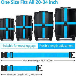 BILIONE 2 Pack Luggage Straps for Suitcases with Password Lock & Metal Tags, Adjustable Suitcase Belt & Travel Belt, Secure & Identify Luggage Connector Straps to Connect Two Bags 20-34 Inch (Orange)