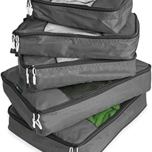 TravelWise Packing Cube System – Durable 5 Piece Weekender Plus Set (Silver)