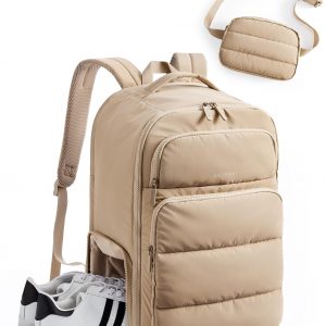 BAGSMART 35L Travel Backpack Women, 17.3 Inch Carry On Backpack Flight Approved, Personal Item Backpack Travel Bag, Water Resistant Casual Daypack, Desert