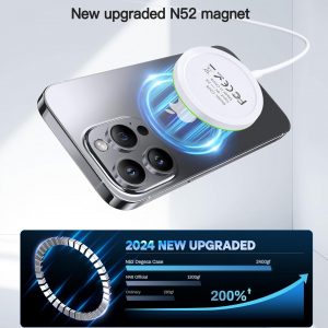 Magnetic Wireless Charger 15W Mag Safe Charger-Fast Charging Pad Compatible with iPhone17/16/15/14/13/12 Series & Airpods 2 3 Pro-LED Mag-Safe Pad with Dual Charging Ports Original Replacement（White）